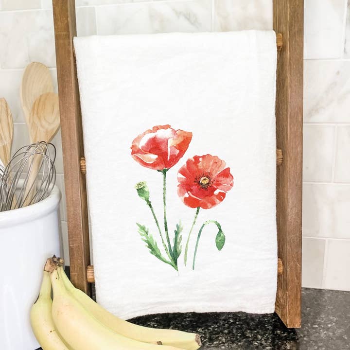 Papavero Rosso - Strofinaccio di Cotone per la vendita all'ingrosso da parte di Indigo Tangerine