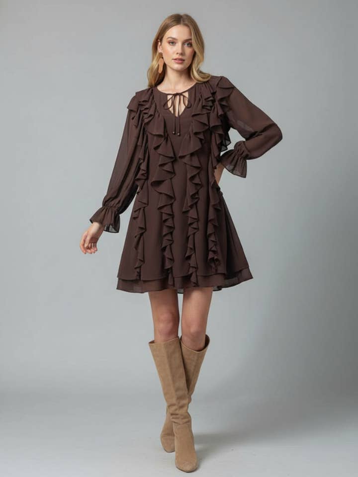 Boho Chic Ruffled Short Dress for wholesale by RUBIENN