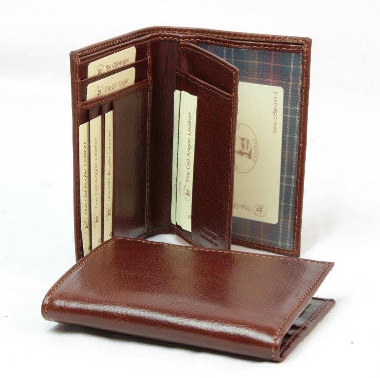 Old Angler Firenze – Carteira – Homem por atacado – PORTA-CARTÕES EM PELE COM BOLSOS CASTANHO-CLARO2
