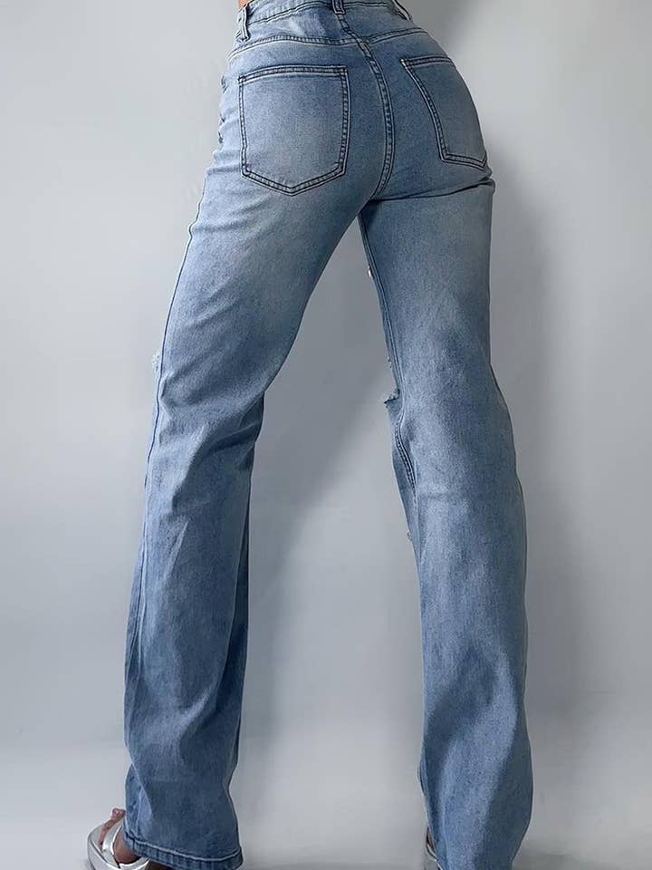 BLUE Embellished Straight-Leg Jeans for wholesale on Faire4