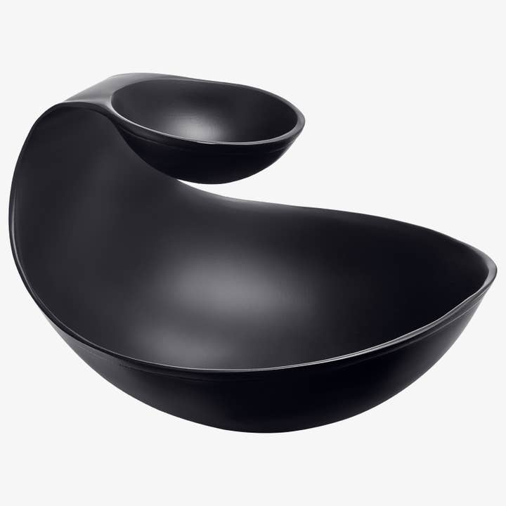 The Wine Savant / Khen Glassware - Wholesale Serving bowl - Chip and Dip Serving Bowl Black Tiered Snack Bowl7