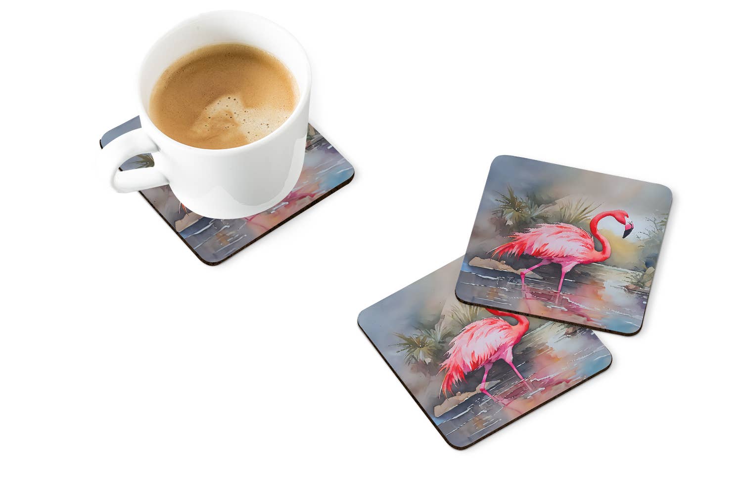 Caroline's Treasures – Großhandel Untersetzer – Flamingo Schaumstoff-Untersetzer-Set DAC28600