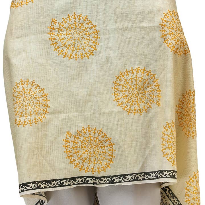 Exotic India Art - Wholesale Scarf - Women's - Whitecap-Grey Cotton Hand Block Barley Block Print Dupatta2
