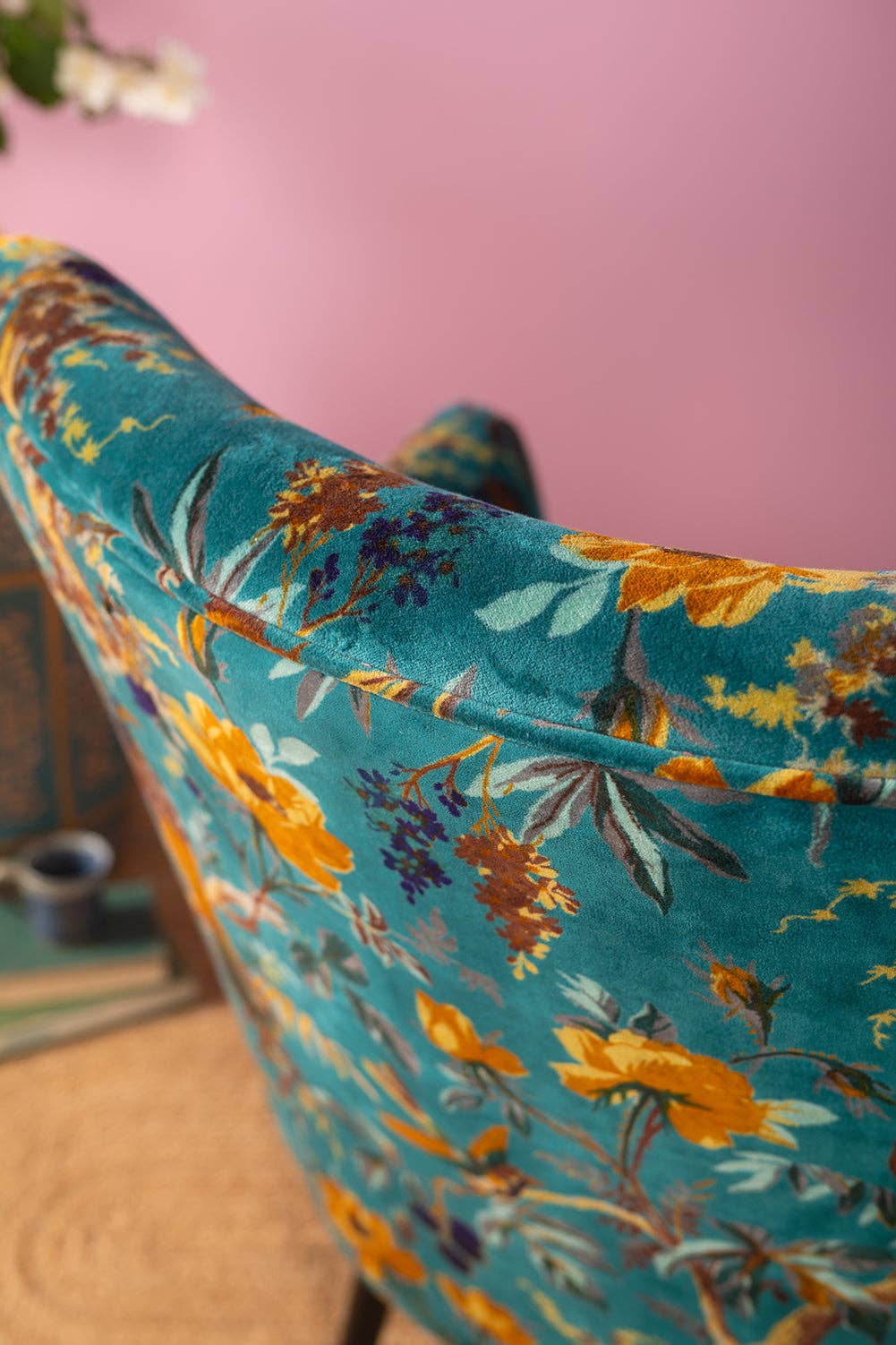 Ian Snow Ltd - Vente Chaises - Fauteuil en velours bleu Oiseau de Paradis8