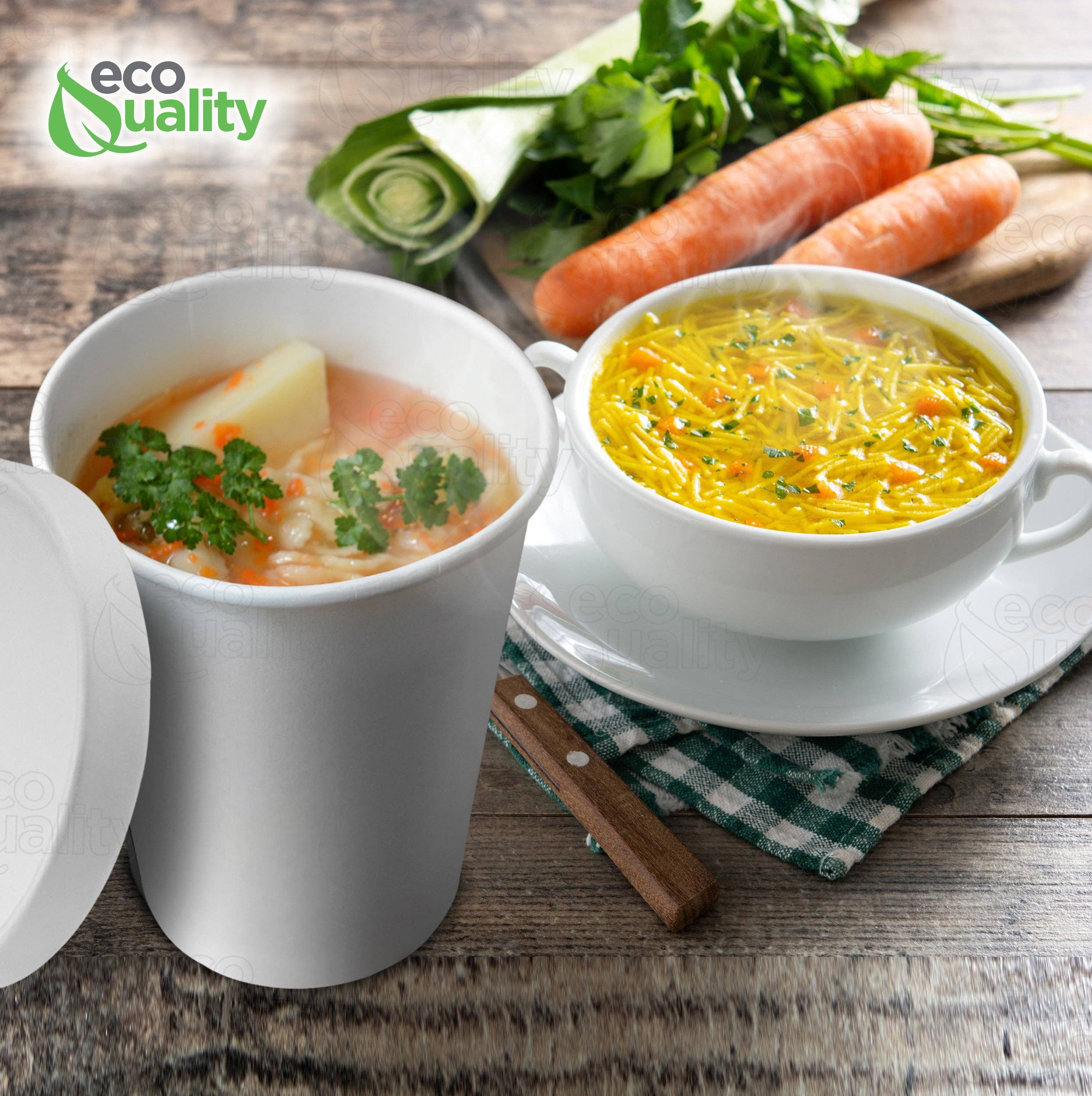 EcoQuality - Wholesale Disposable cup - 32Oz Disposable White Paper Soup Containers Ice-Cream Paper7