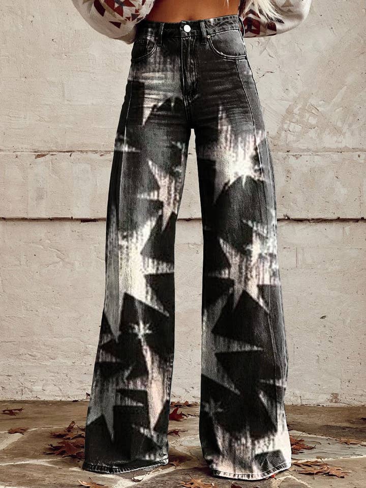 Tourtiwi - Venta al por mayor Vaqueros - Mujer - pantalones casuales estampados de gran tamaño para mujer, jeans finos de imitación