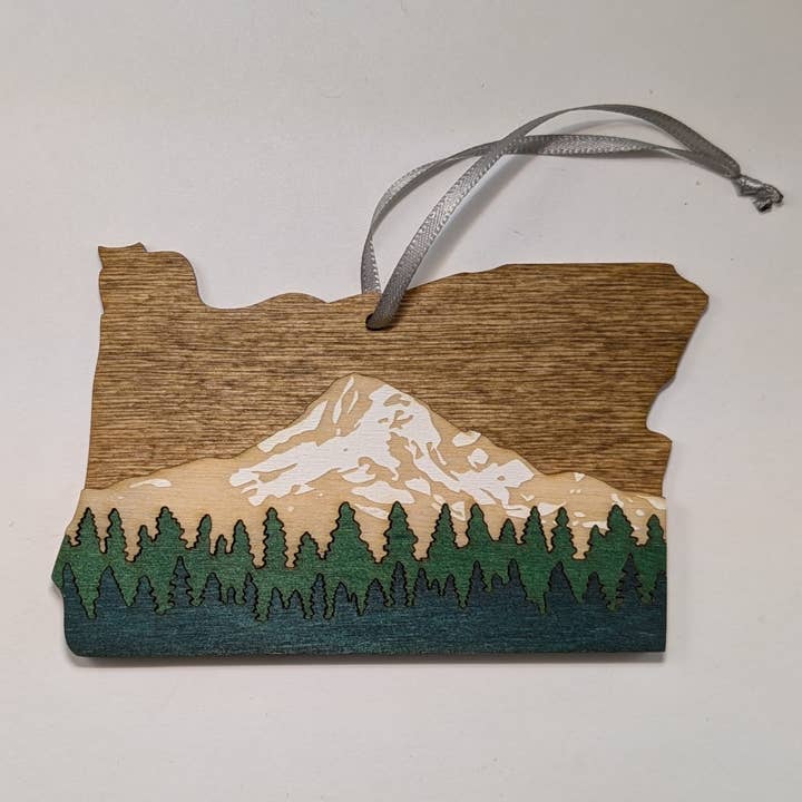 Oregon Wood Ornament Art 5" for wholesale by Knit and Nailed