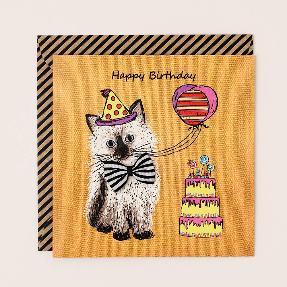 Apple & Clover - Wholesale Birthday Card - Fluffy Party Kitten Birthday card