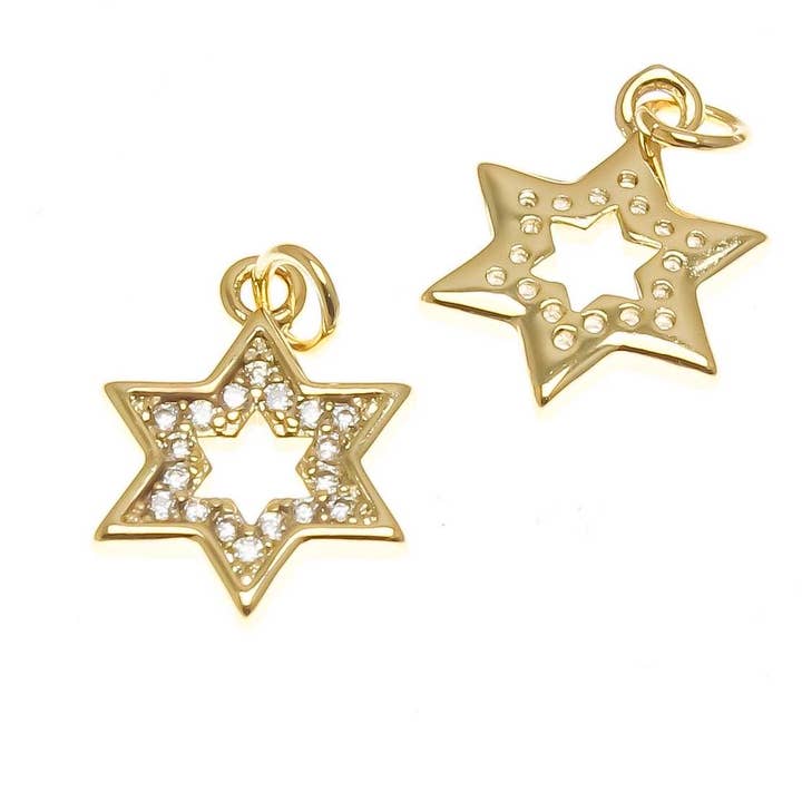 Jewel Pledge – wholesale Individual charm/pendant – 18k Gold/Silver CZ Star of David Charm CPG2309/CPS23091