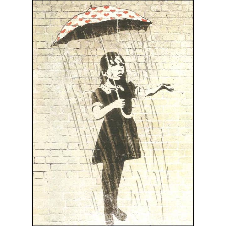 VisionWorks LLC - Wholesale Postcard - Postcard. Umbrella Girl. Banksy. StreetArt. Step Out