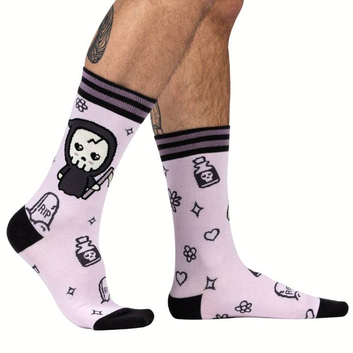 FootClothes LLC - Wholesale Socks - Unisex - Pastel Goth Grim Reaper Crew Socks4