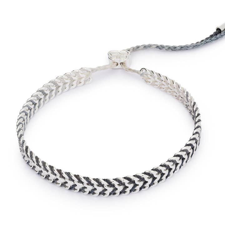 Iztac Houtskool & Zilver Gevlochten Vriendschapsarmband voor wholesale door Boho Betty