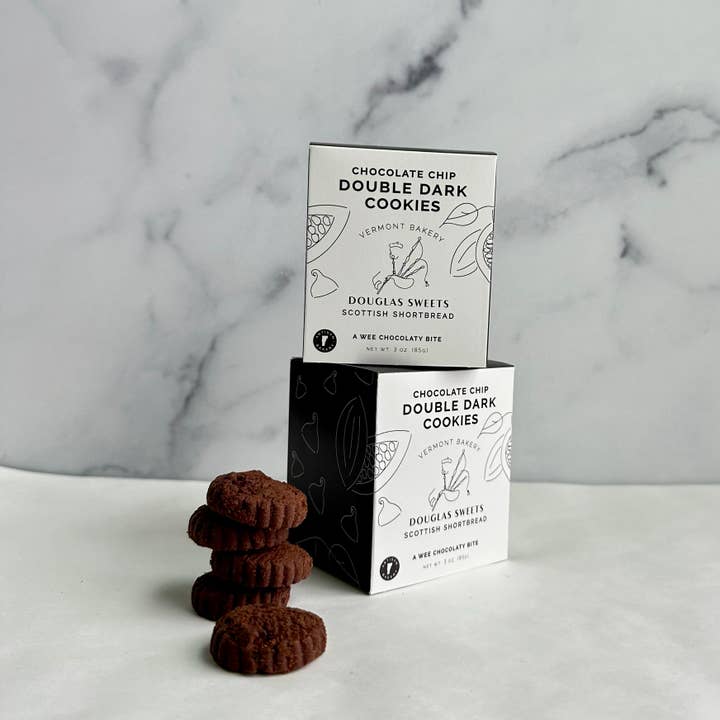 Douglas Sweets - Wholesale Cookie - Mini Box: Double Dark Chocolate Shortbread Cookies