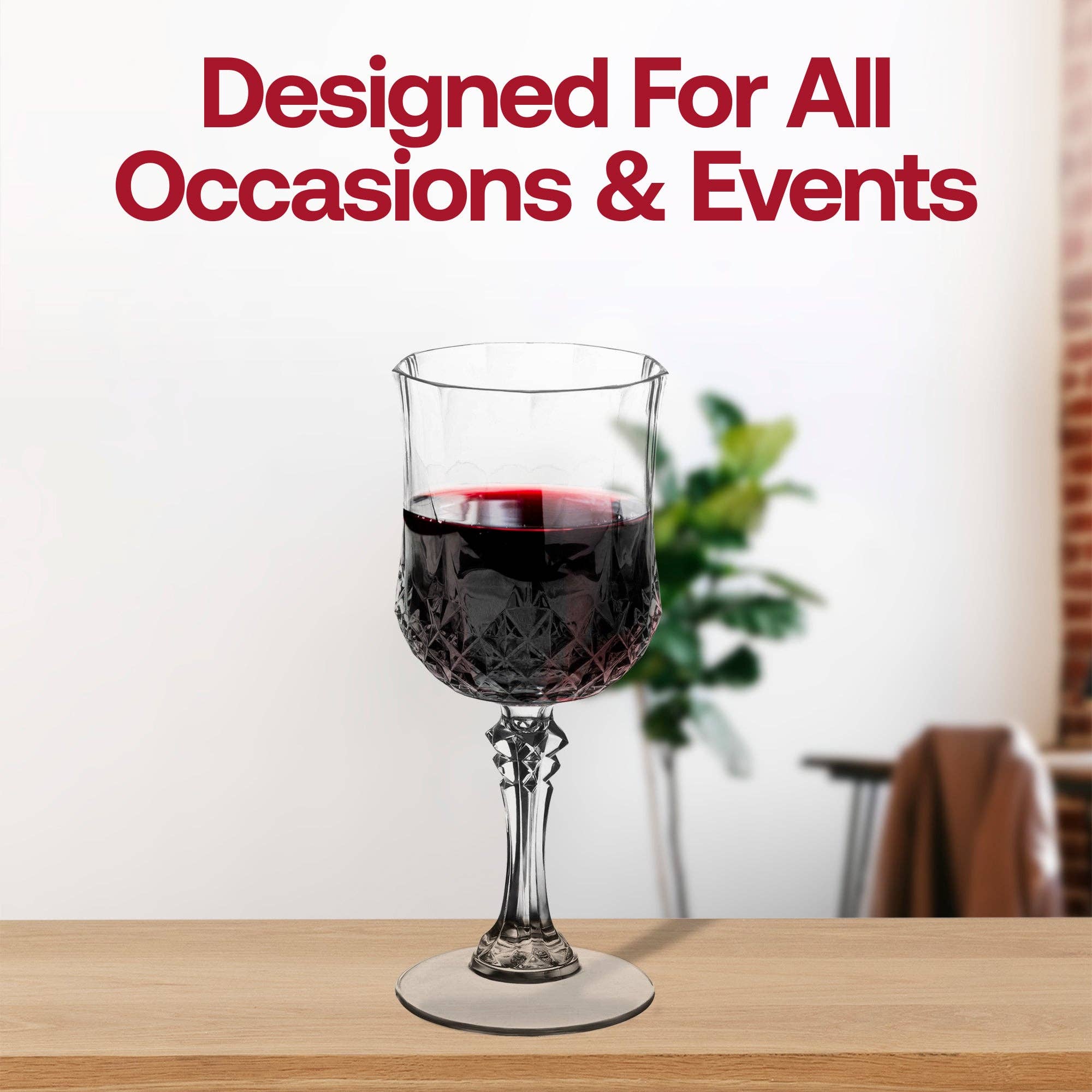 Smarty had a Party – wholesale Wine glass – 8 oz. Crystal Cut Plastic Wine Glasses - 48 pcs6