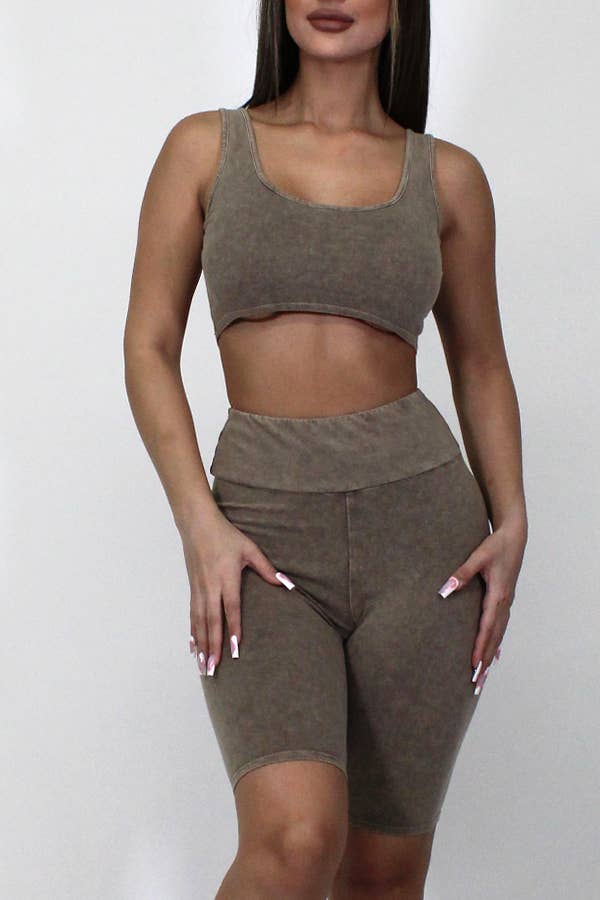 Junie – Großhandel Loungewear-Set – Damen – Mineralgewaschenes Tanktop und Biker Short Set36