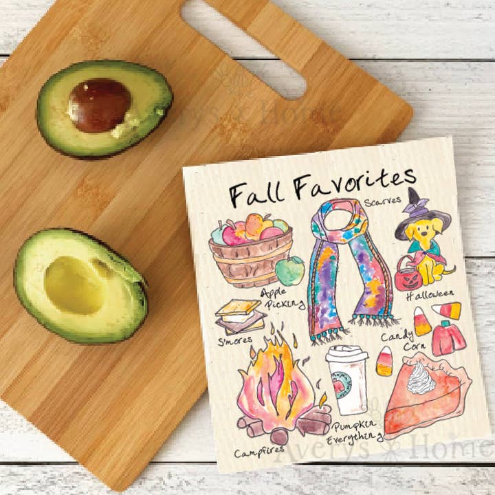 Fall Favorites Halloween Organic Dog Swedish Dishcloth for wholesale by Avery's Home