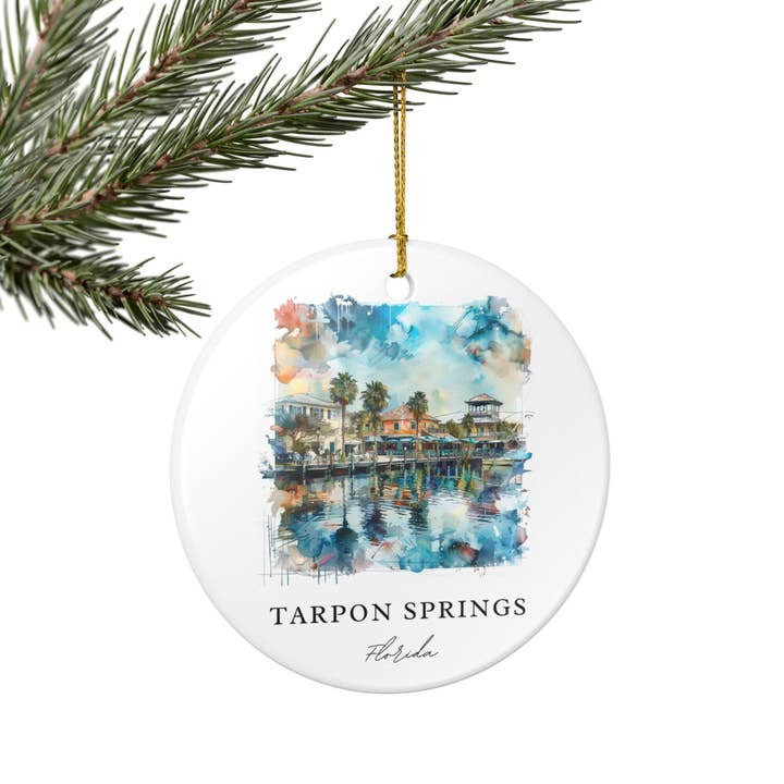 Premium Travel Art - Wholesale Ornament - Tarpon Springs FL Ornament: Unique Tarpon Springs Souvenir, Tarpon Springs Xmas Decor, and Authentic Tarpon Springs Gift4