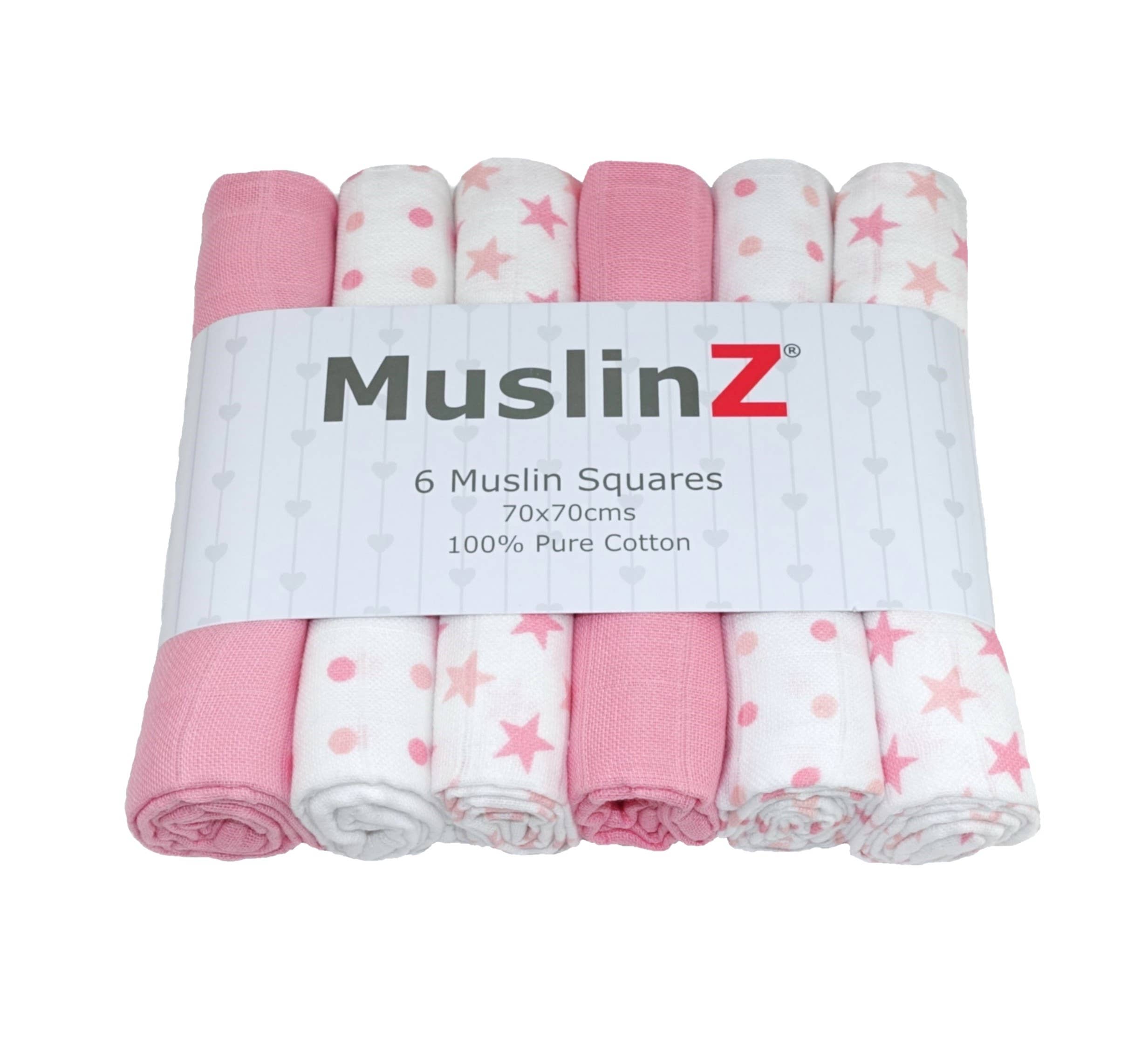 Muslinz - MerryGoRoundUK Ltd - Wholesale Spuuglapje - Baby - MuslinZ 6 stuks katoenen mousseline doeken - Sterrencombinatie15