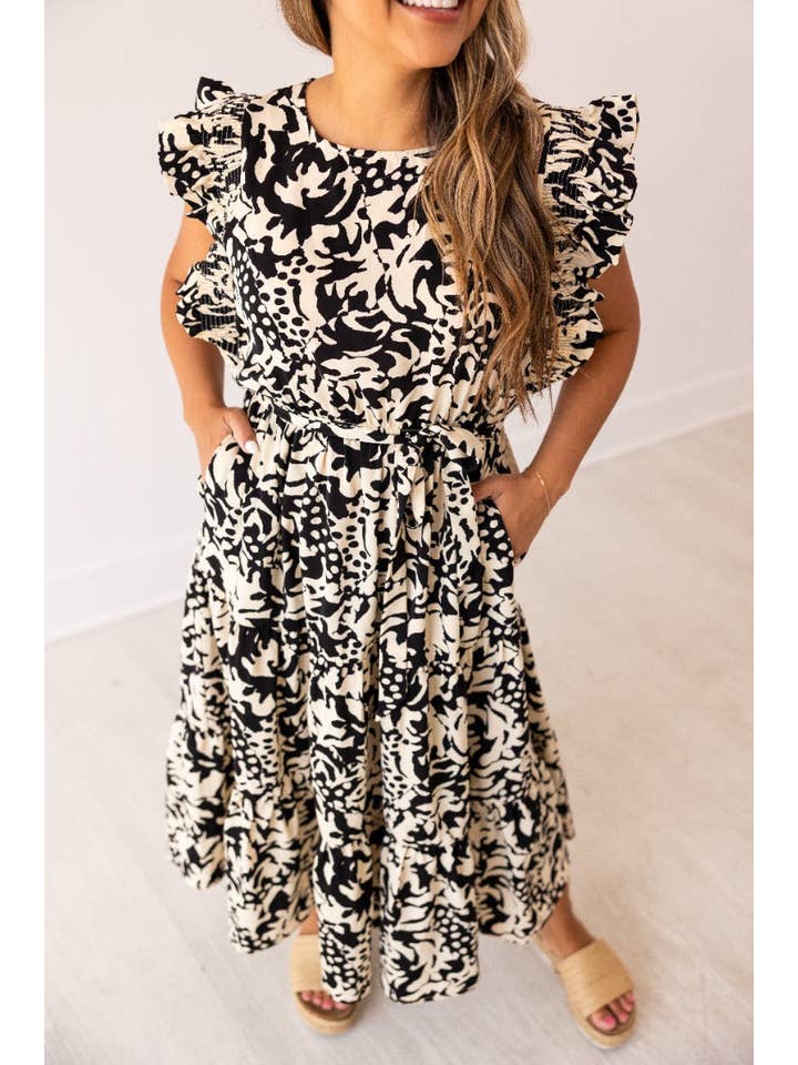 Beige and Black Abstract Dress for wholesale on Faire1