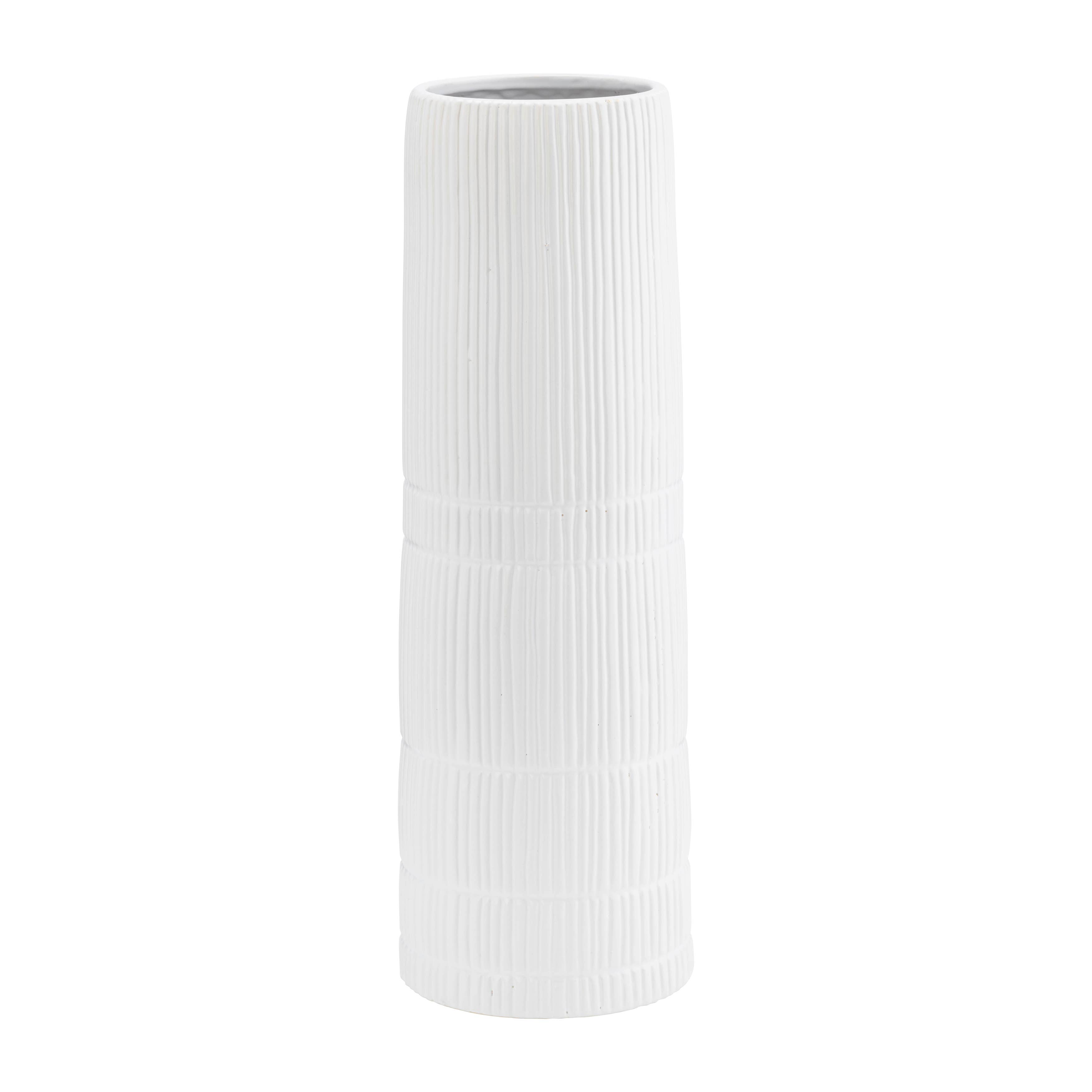 Sagebrook Home - Wholesale Vase - Ceramic Lined Cylinder Decorative Vase - White, 18 in.6
