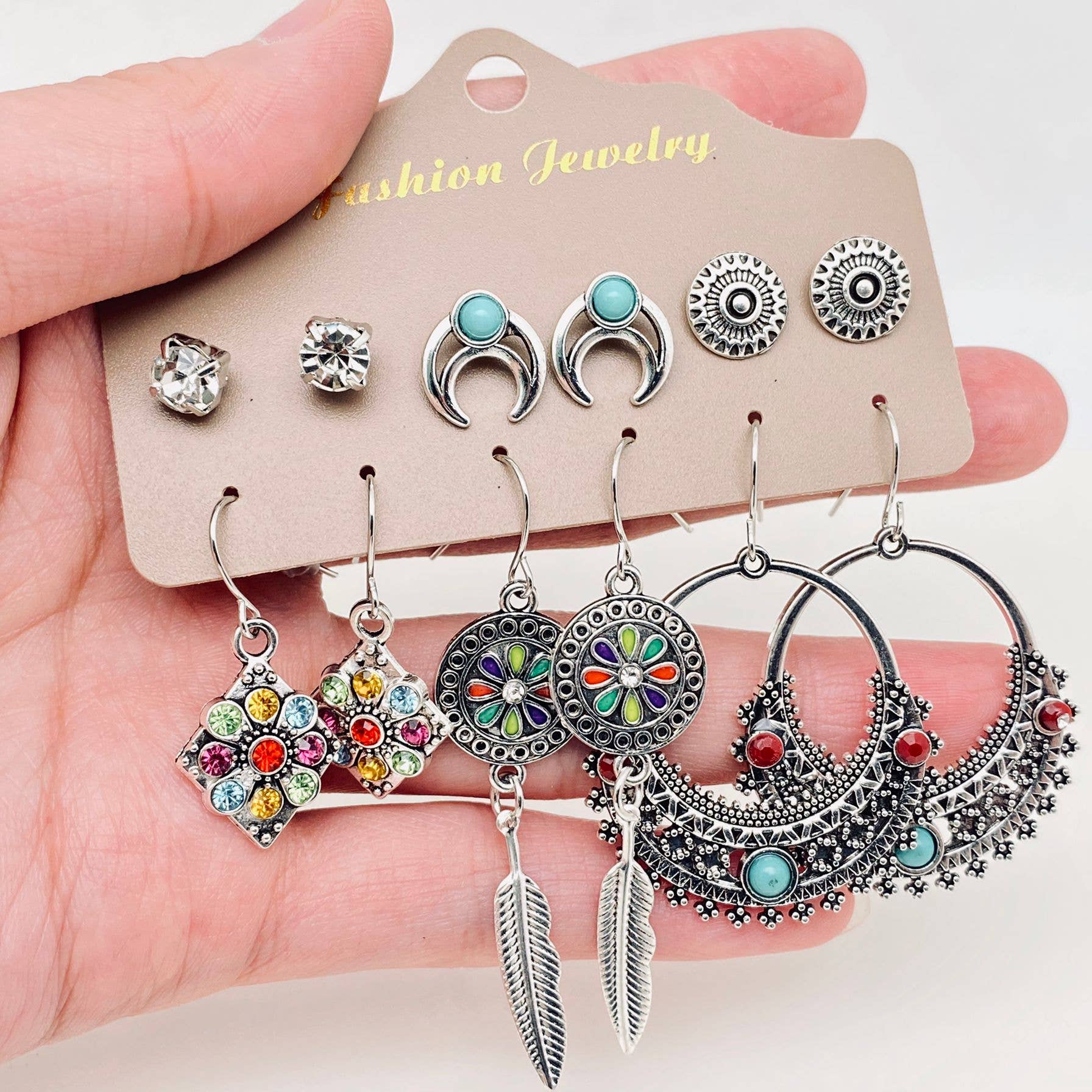 Mio Queena – wholesale Jewellery set – 3Pairs/set Boho Earrings in Different Styles - BJ47