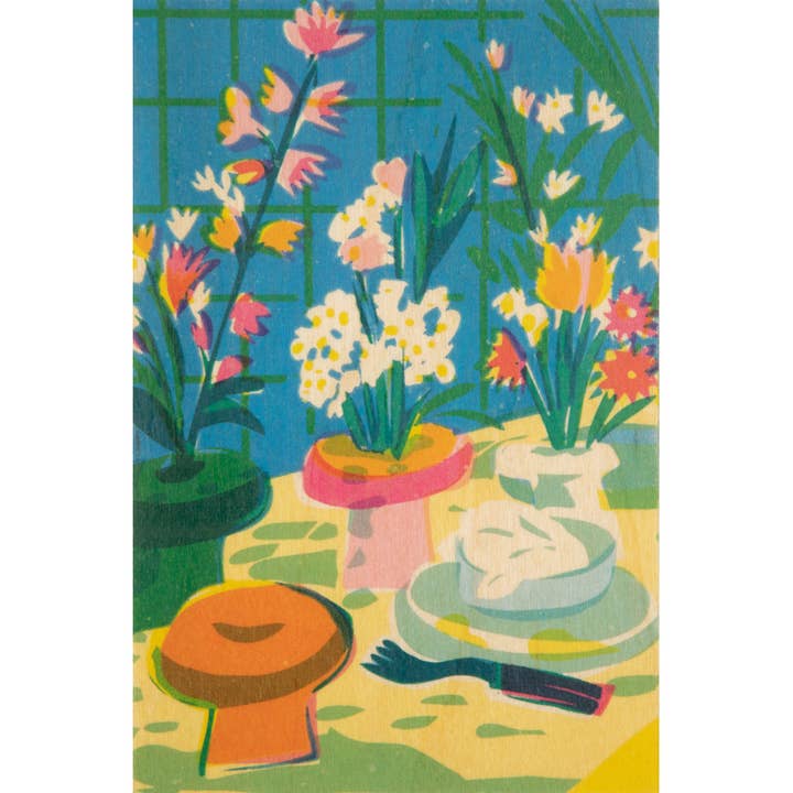 Wood Postcard Still Life Flowers Everywhere for wholesale by Woodhi