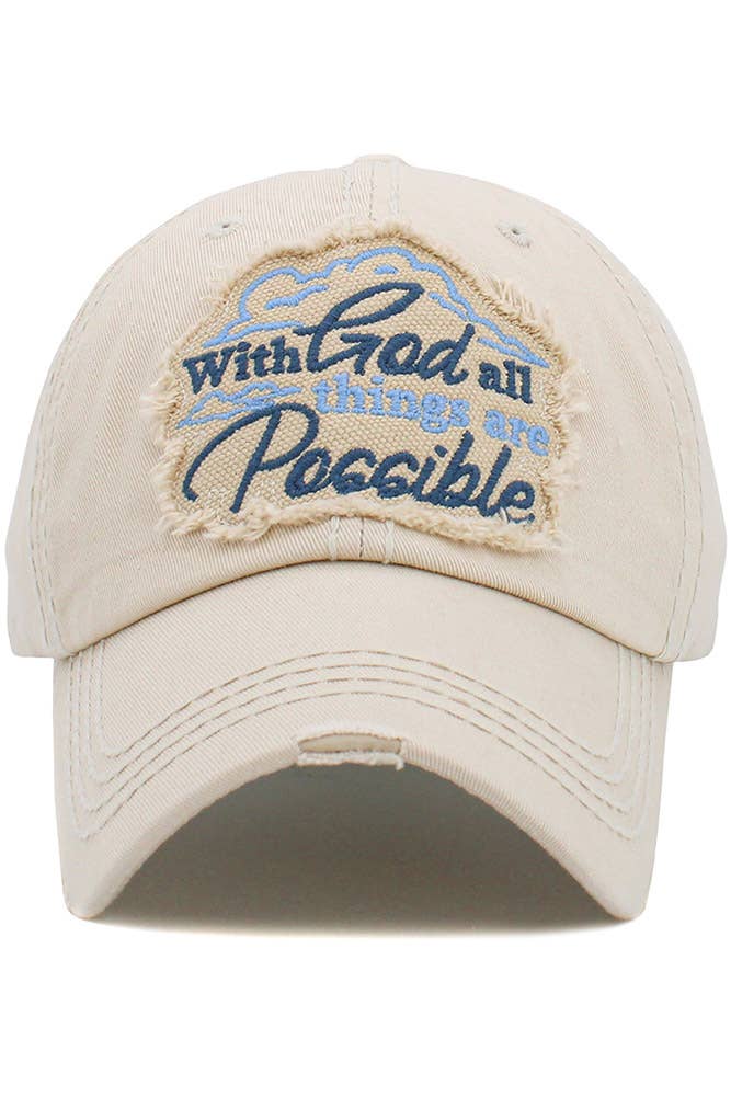 Hana - Wholesale Baseball Cap - Women's - WITH GOD ALL THINGS ARE POSSIBLE Vintage Cap3
