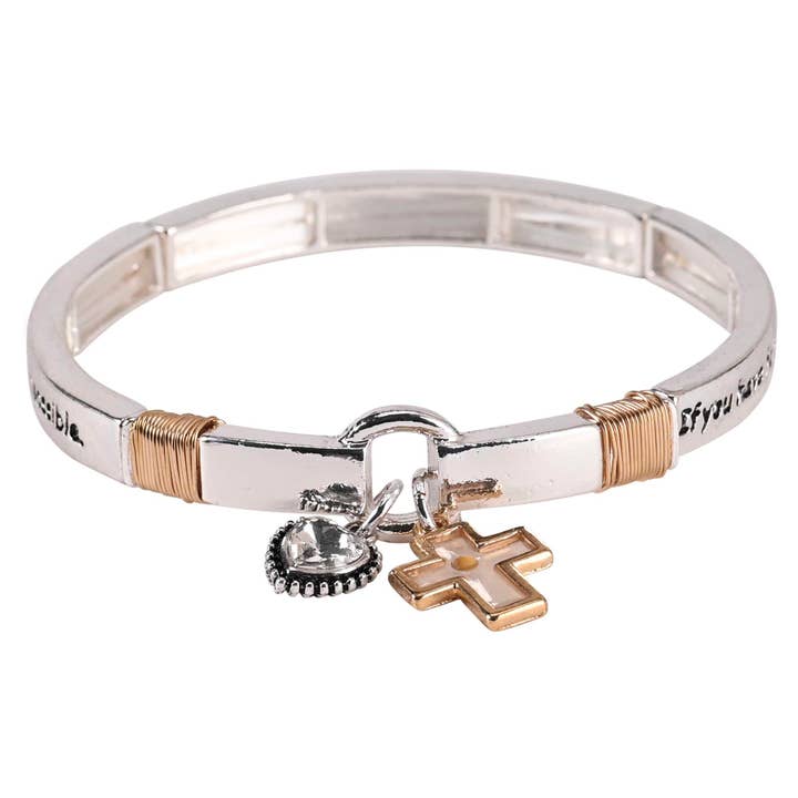 Pulsera 2Tone Fe Semilla de Mostaza Cruz para venta al por mayor de Magnolia