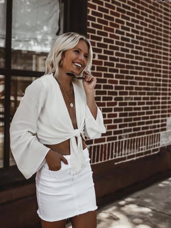 Ain't No Other High Waisted Denim Skirt White for wholesale by O2 Denim