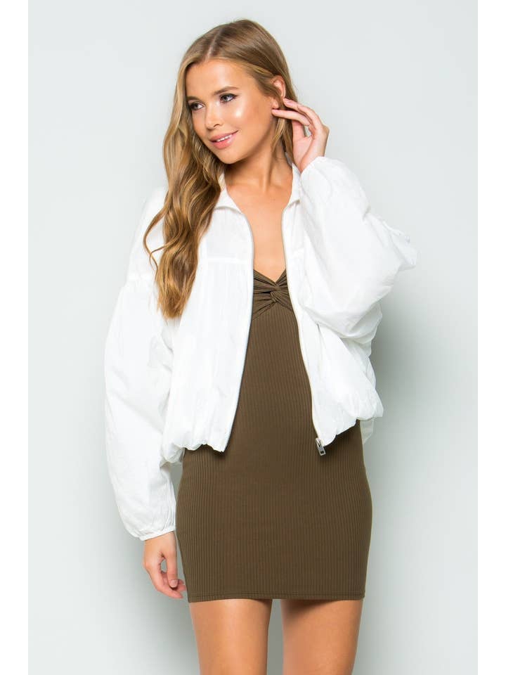 Makers of Dreams - Wholesale Puffer Jacket - Women's - Lightweight Nylon Puffer Crop Jacket Fully Lined (White)1