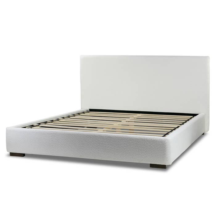 Glamour Home - Wholesale Bed - Bedwyr White Boucle Fabric Upholstered King Bed1