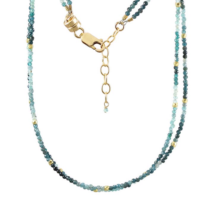 N-3904 GRANDIDIERITE 2 STRAND NECKLACE for wholesale by Alicia Van Fleteren Jewelry Design