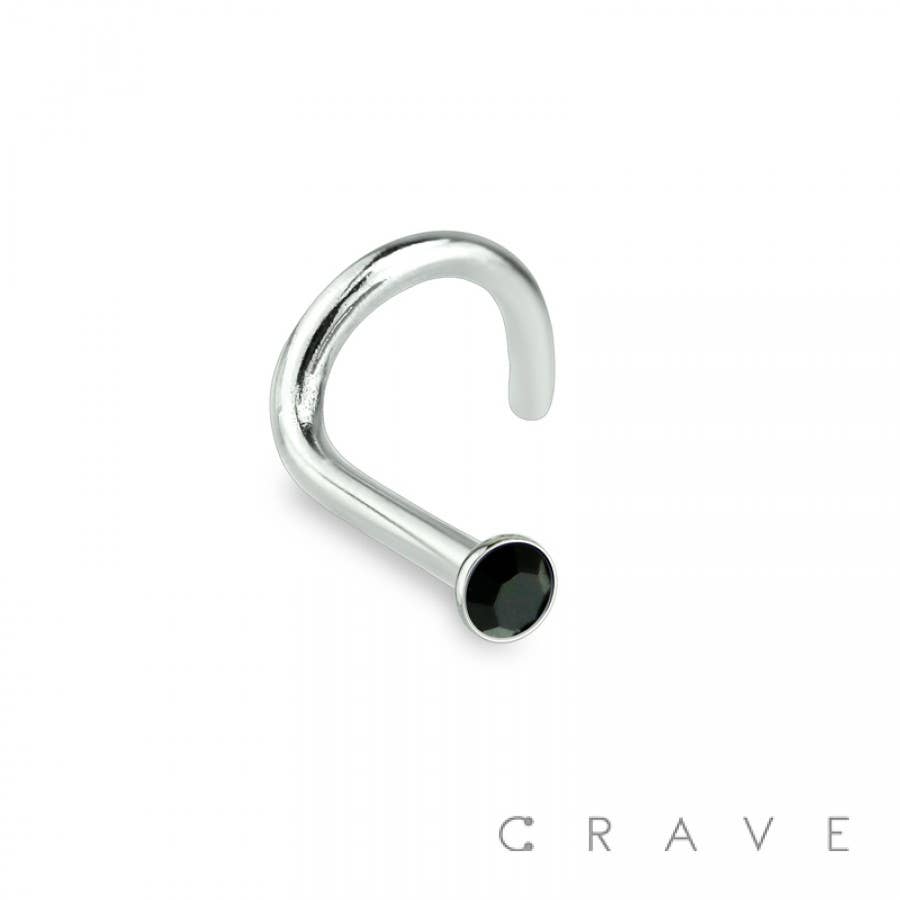 CRAVE - Wholesale Nose Ring - 316L SURGICAL STEEL 18GA NOSE SCREW FISH HOOK WITH GEM5