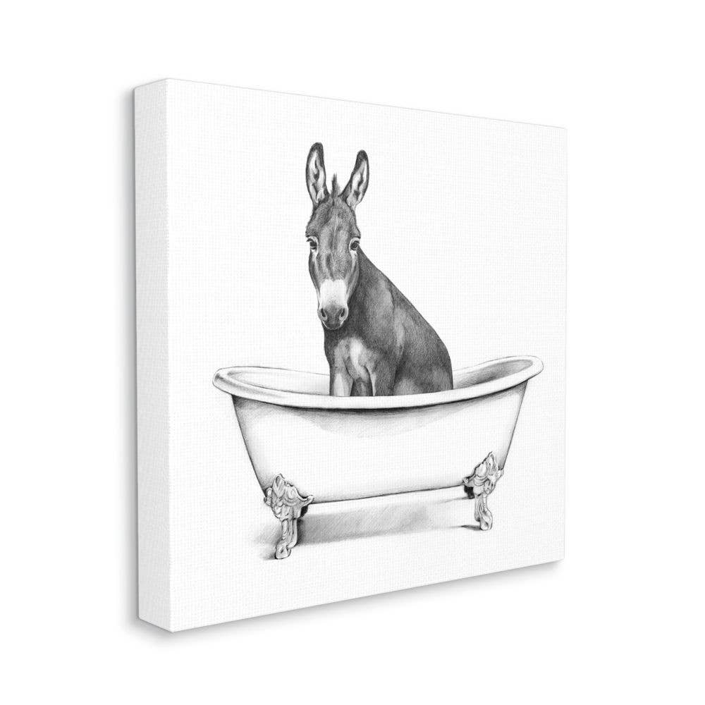 Stupell Industries - Venta al por mayor Ilustración - Burro en bañera de garras, dibujo de baño de animales de granja