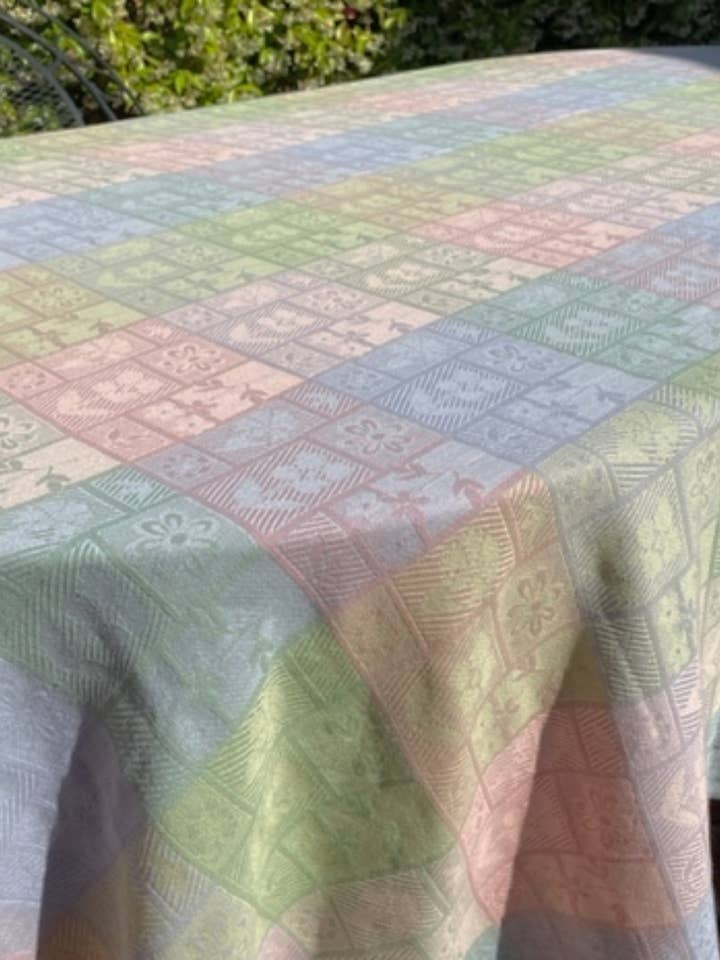 Pastel Fleur Jacquard Tablecloth 70x120 inches for wholesale by La Maisonnette