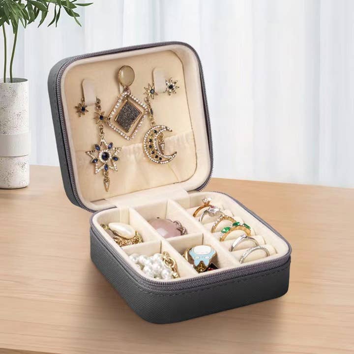 MiMi Wholesale - Wholesale Jewelry Box/Organizer - Zip Around Square Jewelry Organizer Box4