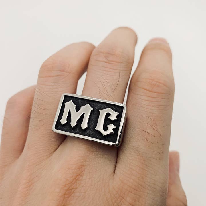 Stainless Steel Men's MC Logo Ring - MJ/MR for wholesale by Mio Queena
