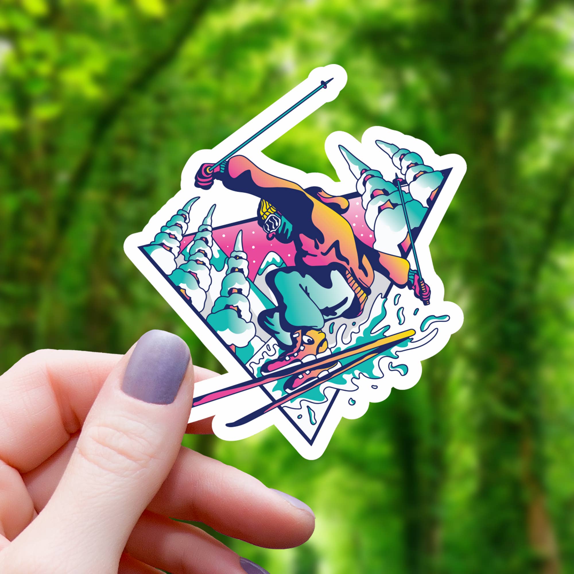 Mimic Gaming Co - Wholesale Sticker - Vaporwave Skiier Downhill Sticker - 3