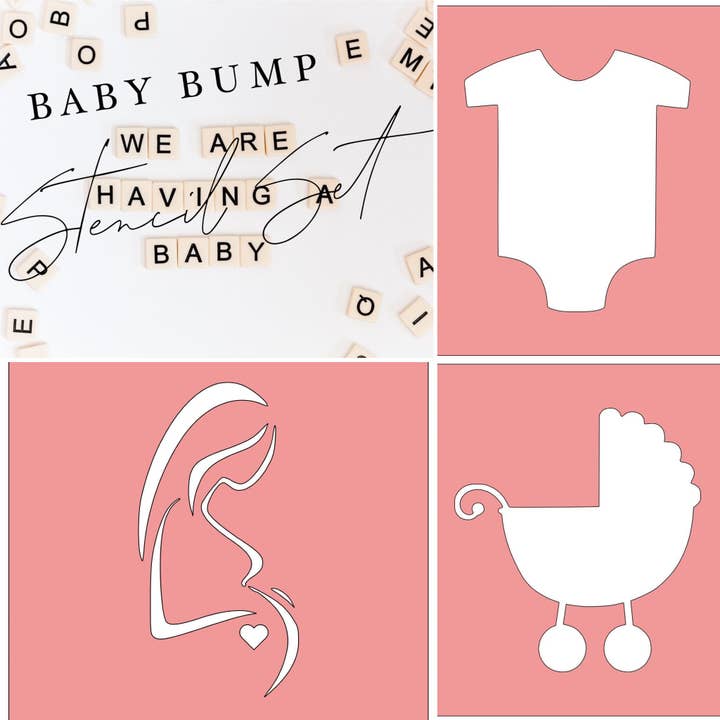 Ensemble de pochoirs à biscuits PYO Baby Bump pour la vente par Belle Stencils