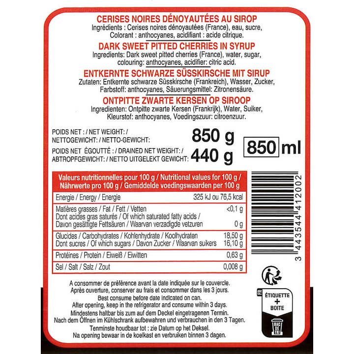 CONSERVES GUINTRAND - Wholesale Jam/Jelly - Black cherries without stones in syrup 4/41