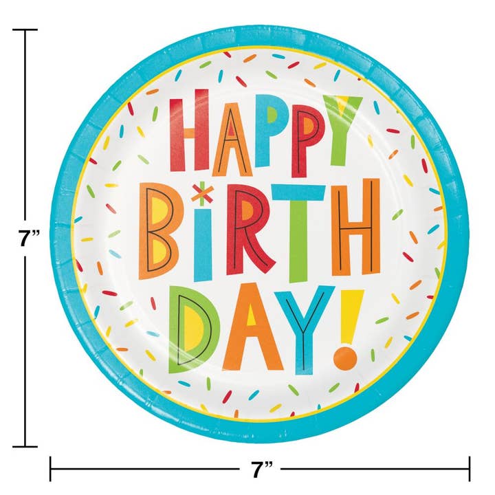 Bulk Party Decor - Wholesale Disposable Plate - Birthday Fun Paper Dessert Plates, 8/Pkg2
