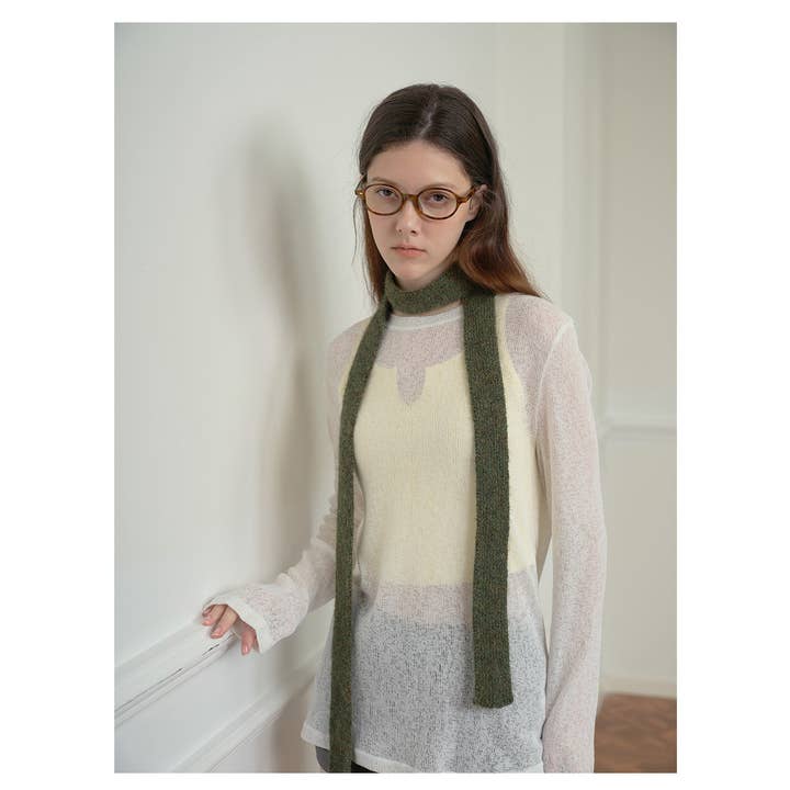 Sweetkama – Cachecol - Mulher por atacado – Lenços de lã skinny de cor sólida para senhora YW01310