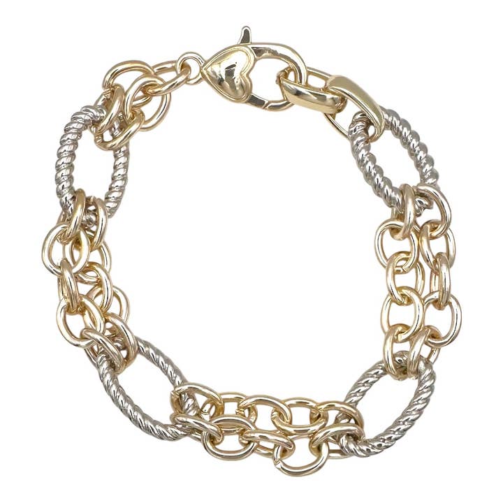 B25161 2T Guldpletteret Ovalt Kædeled Armbånd (17,15 cm + 3,81 cm) for engroshandel hos Pretty Persuasions