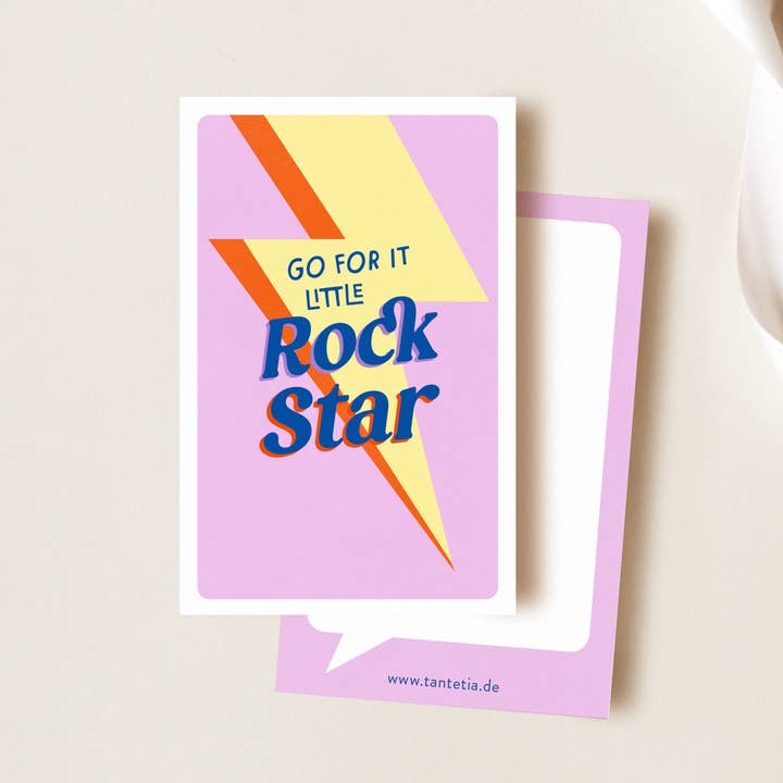 Minikaart "Ga ervoor, kleine Rockstar" - Aanmoedigingskaart voor wholesale door TANTE TIA