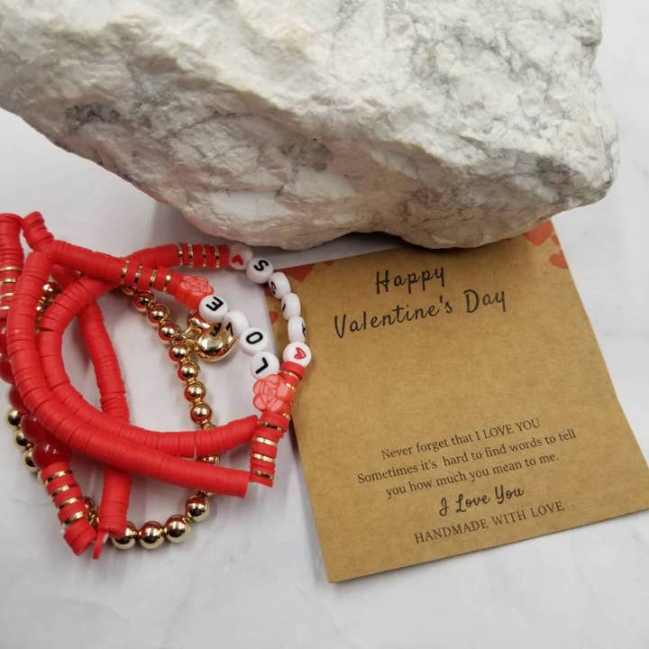 The Pretty Jewellery - Wholesale Jewelry Set - Happy Valentine's Day LOVE KISS Heishi Bracelet
