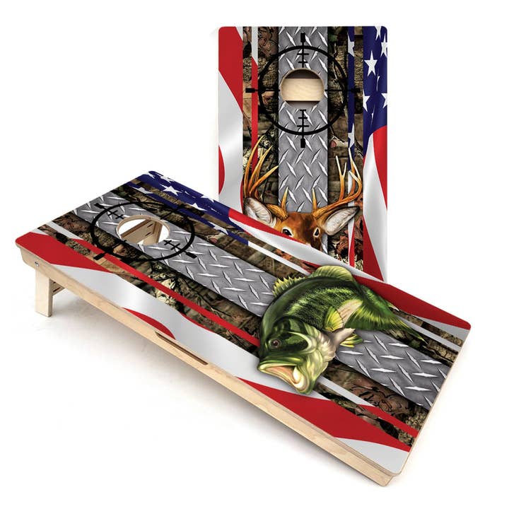 Scope Deer & Bass All-Weather Cornhole Boards for wholesale by Skip's Garage