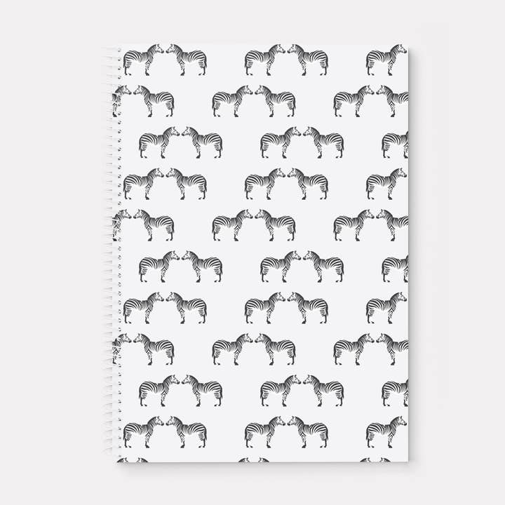 Zebras Spiral Notebook - 2 sizes (on gray) for wholesale by Patterned Goods