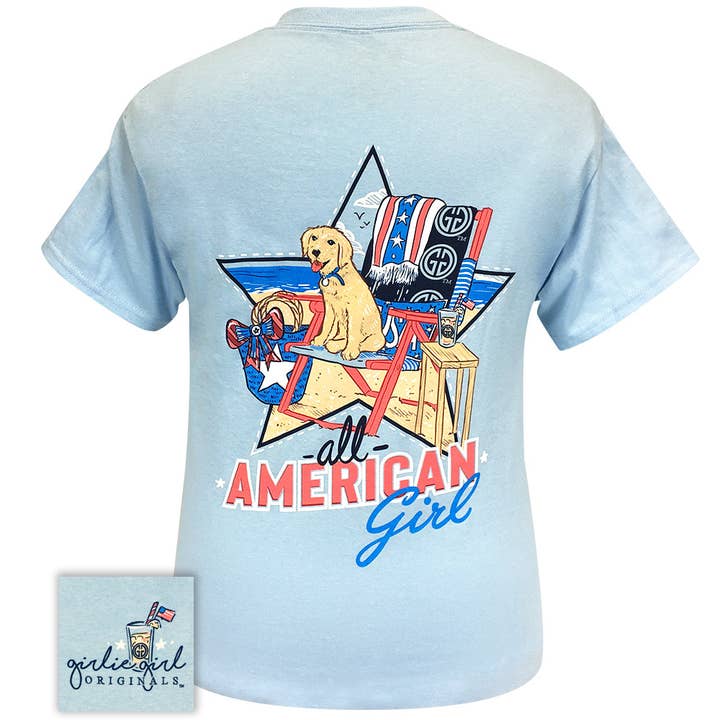 Light Blue American Girl-Patriotic Short Sleeve Graphic Tee for wholesale on Faire