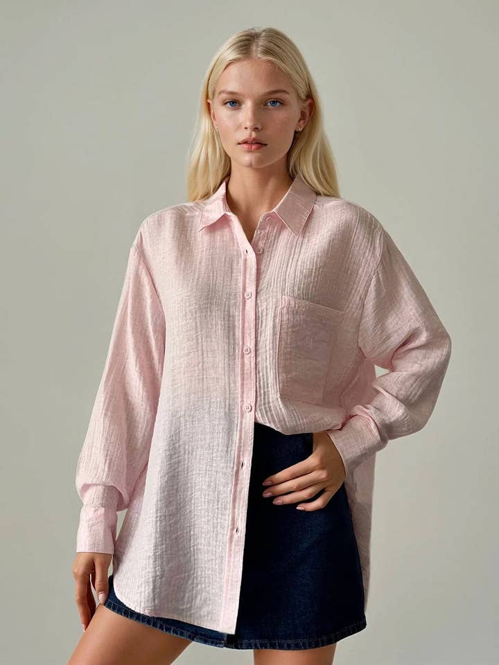 Crinkled Gauze Oversized Shirts for wholesale by Anaz