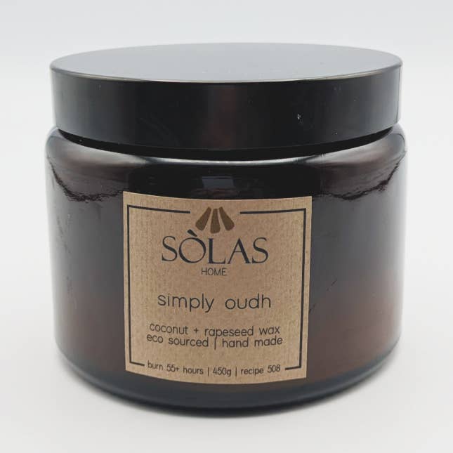 Simply Oudh Candle Amber Jar with Lid, 50cl for wholesale by SÒLAS Home